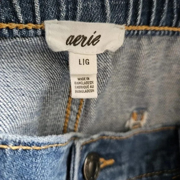 Aerie Daydream Denim Short Blue Distressed Wash Elastic Waist Stretchy Sz Large. - Picture 15 of 16
